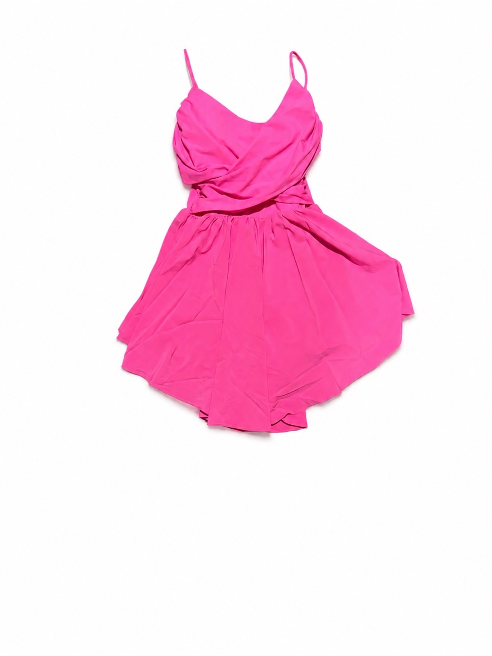 HALARA Hot Pink Cowl Neck Spaghetti Strap Mini Dress Attached Shorts - Picture 3 of 5
